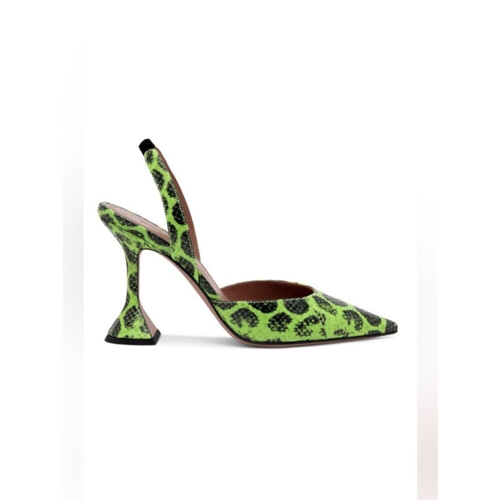 Amina Muaddi Holliayer Green Snake Slingback Heels EU 36.5/ US 6.5